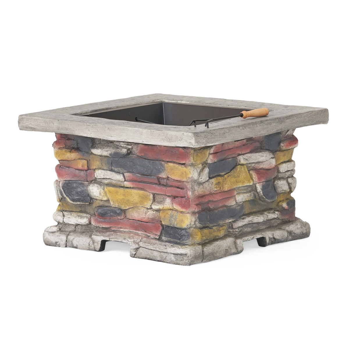 Outdoor Wood Burning Magnesium Oxide Fire Pit with Lid in Stone Gray