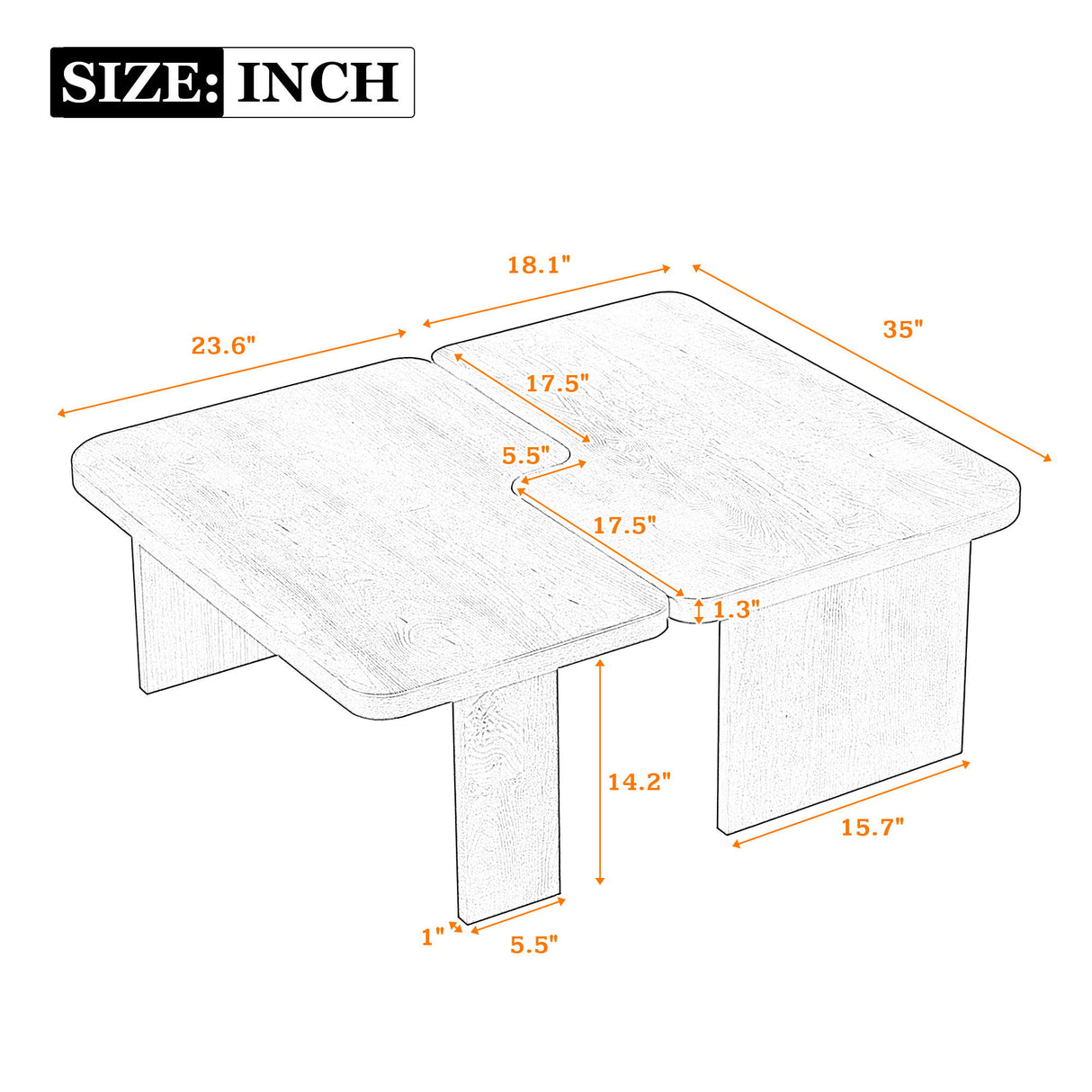 Modern Minimalist Coffee Table Set, Rectangle Coffee Table With Splicing Design, Multifunctional Combination Table For Living Room - Black