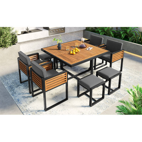 9-Pieces Acacia Wood Patio Dining Set