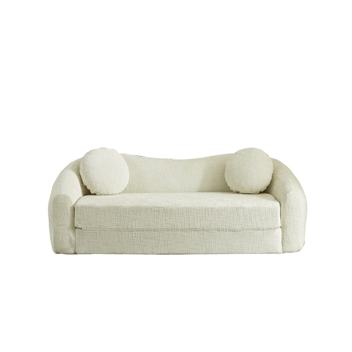 Curved Convertible Sofa, 2 In 1 Frameless Folding Sofa Bed With Pull Out Base And Deep Seat