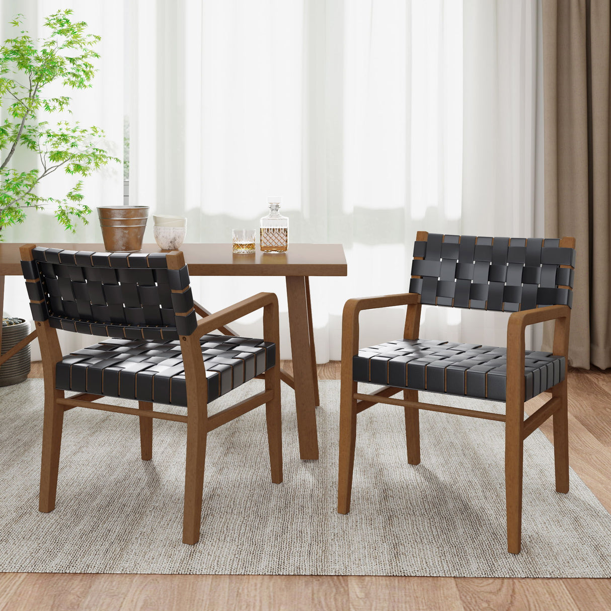 Modern Style Dining Chair With Upholstery - Black