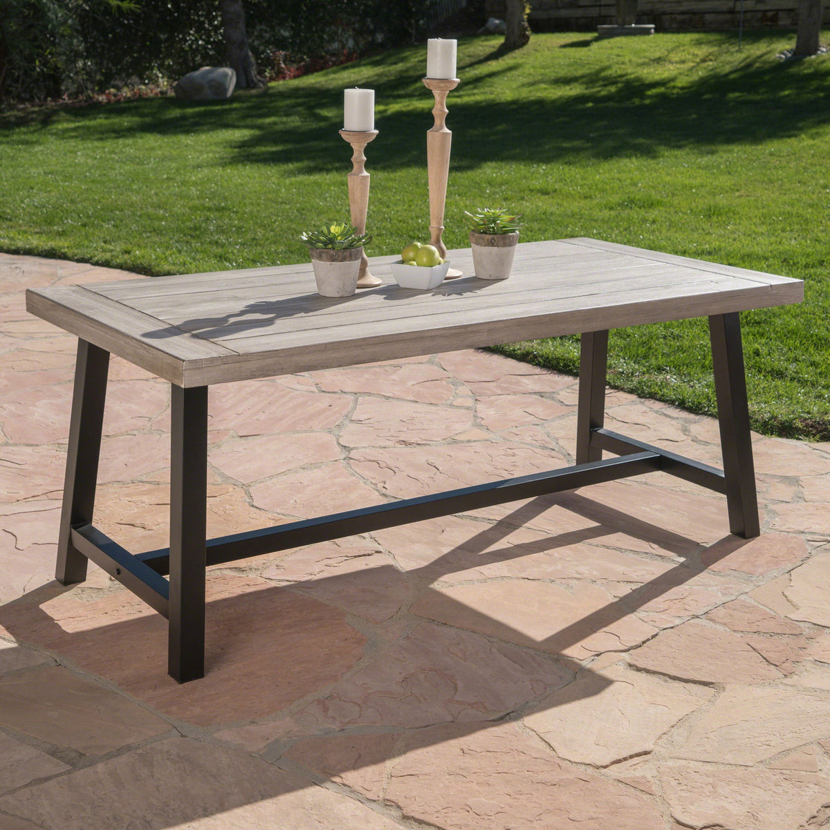 Outdoor Sandblast Finish Acacia Wood Dining Table