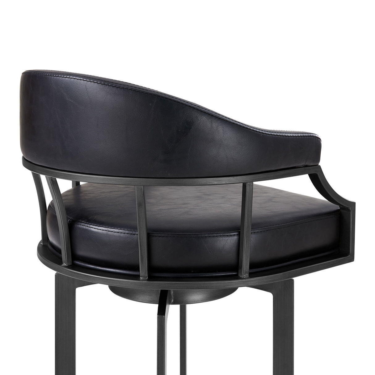 Edy - Swivel 26" Mineral Finish And Black Faux Leather Bar Stool