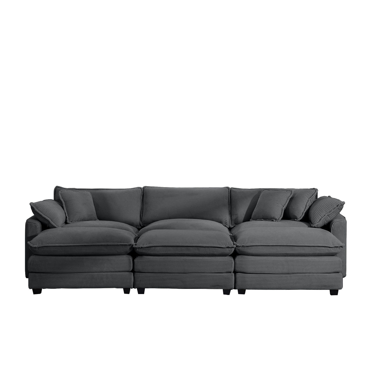 Modular Oversized Cushion Sofa With Ottoman, Low Back, Deep Seating Sofa Set