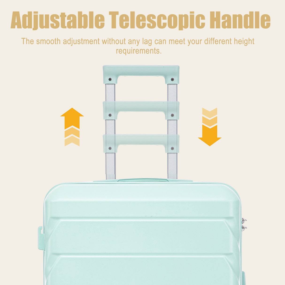 Hard Shell Luggage With Scratch Resistant Surface, 4 Wheels, Combination Lock & Side Hooks