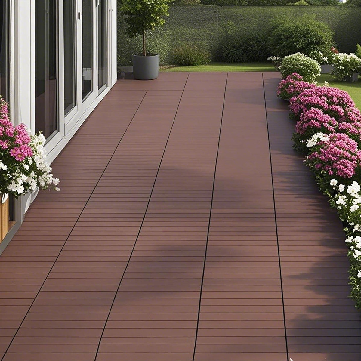 Plastic Interlocking 44 Pack Patio Deck Tiles, Square Waterproof Outdoor All Weather Use