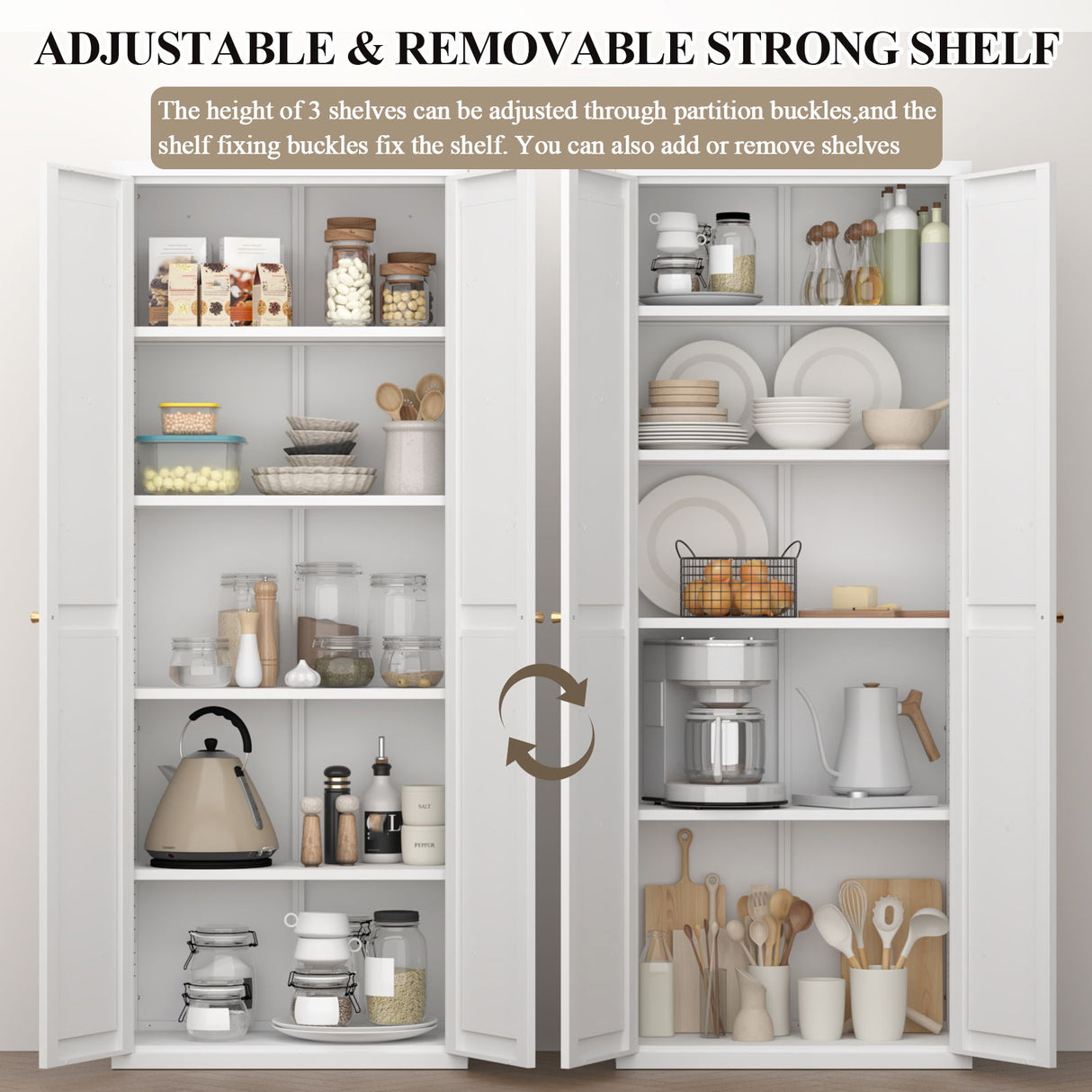 Adjustable 2 Door Storage Cabinet With Adjustable Shelves
