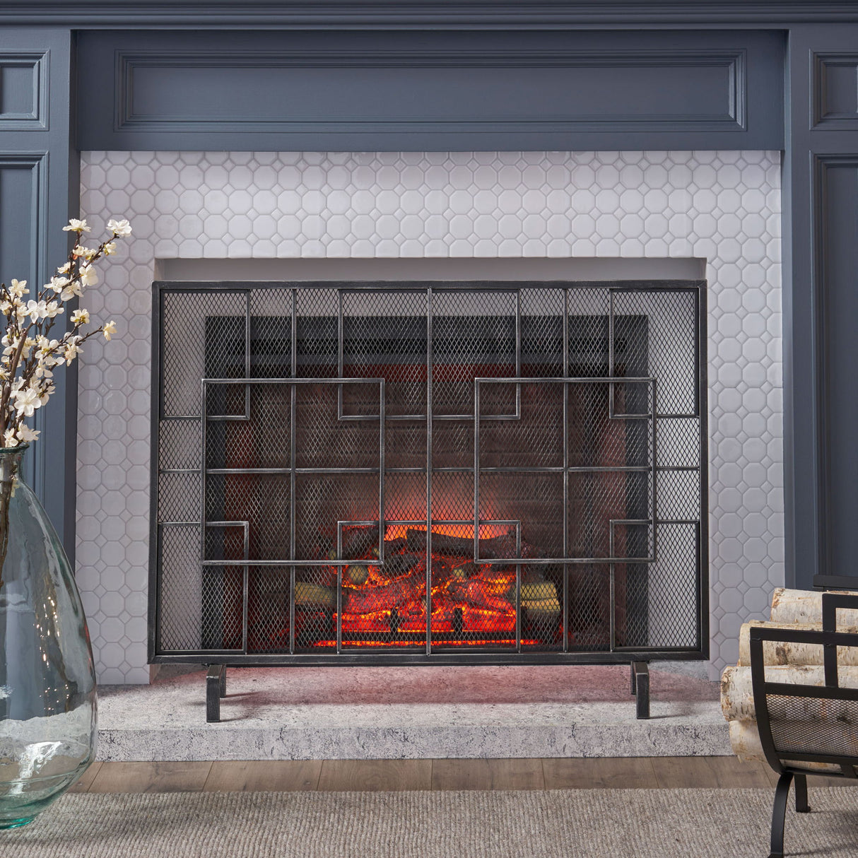 Dorothy - Modern Single Panel Iron Fire Screen