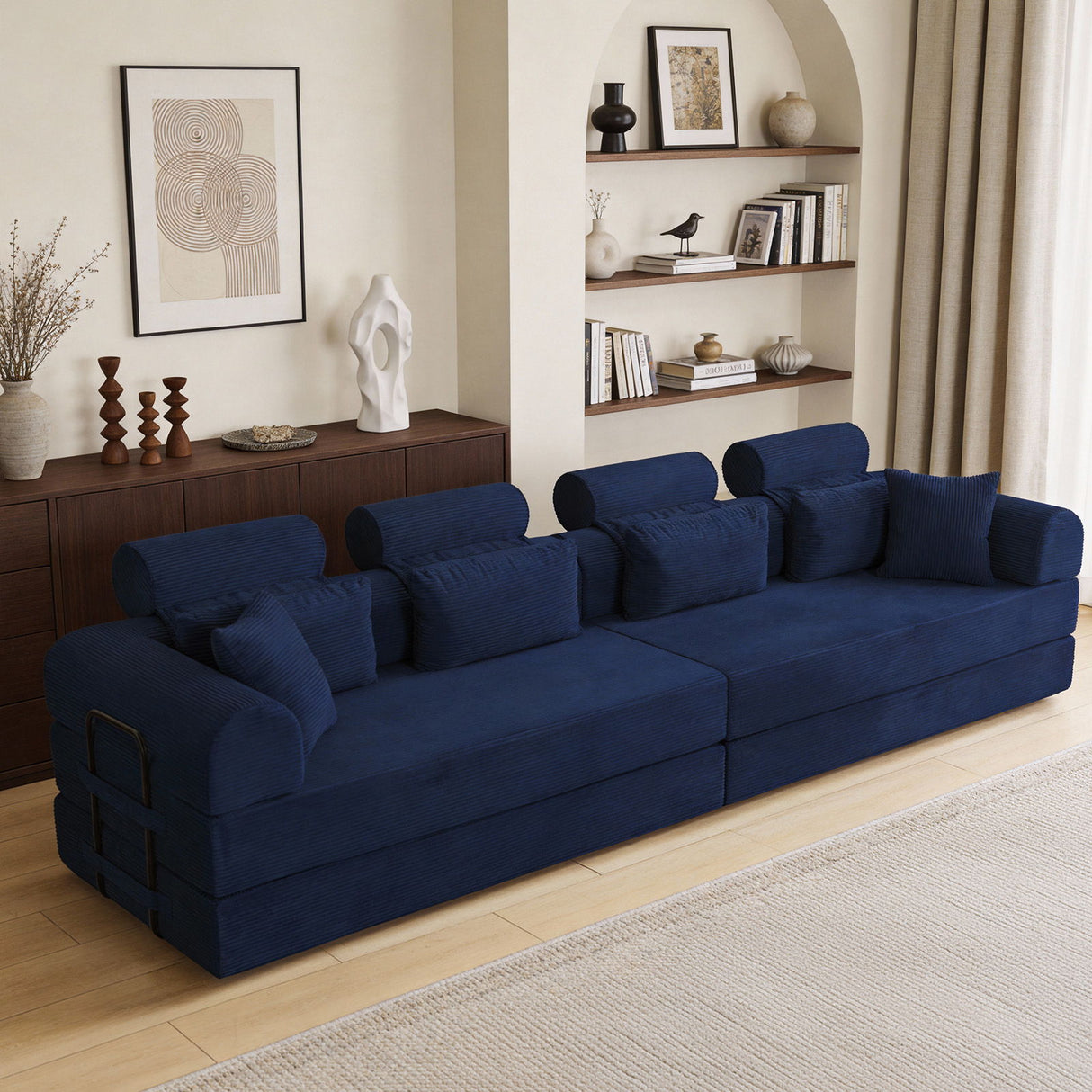 Modern L-Shape Modular Sectional Sofa, Compressed Design