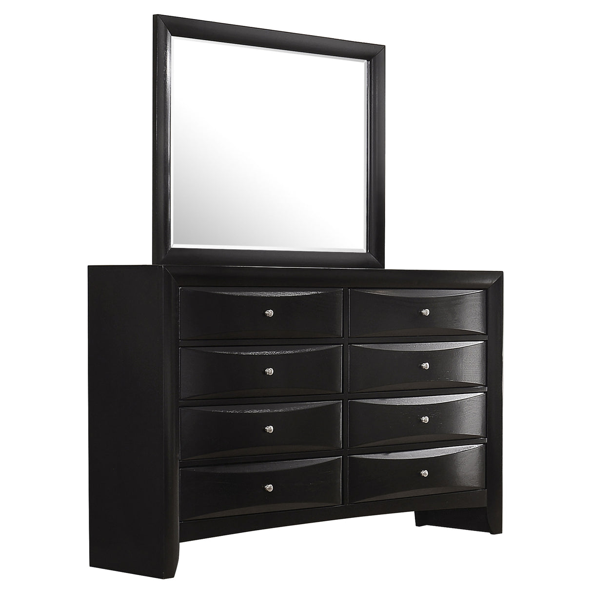Briana 8-Drawer Dresser with Mirror in Black