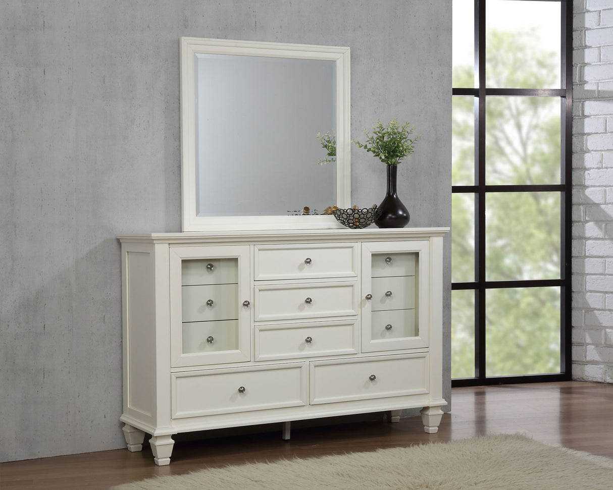 Sandy Beach 11-Drawer Dresser with Mirror, Cream White