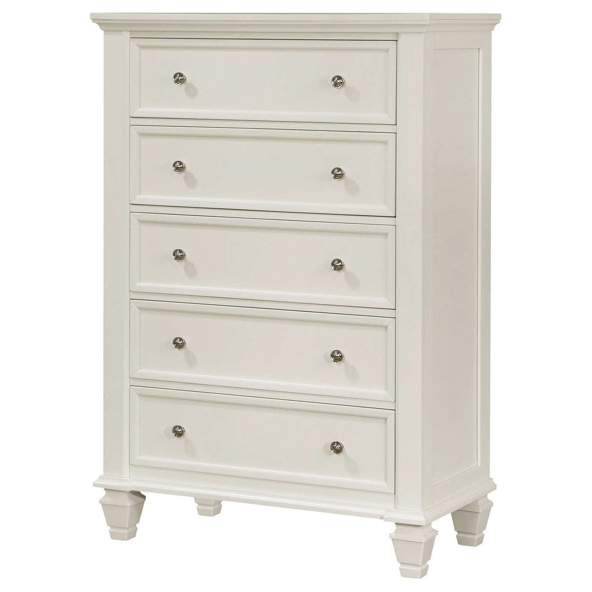 Sandy Beach 5-Drawer Bedroom Chest in Cream White