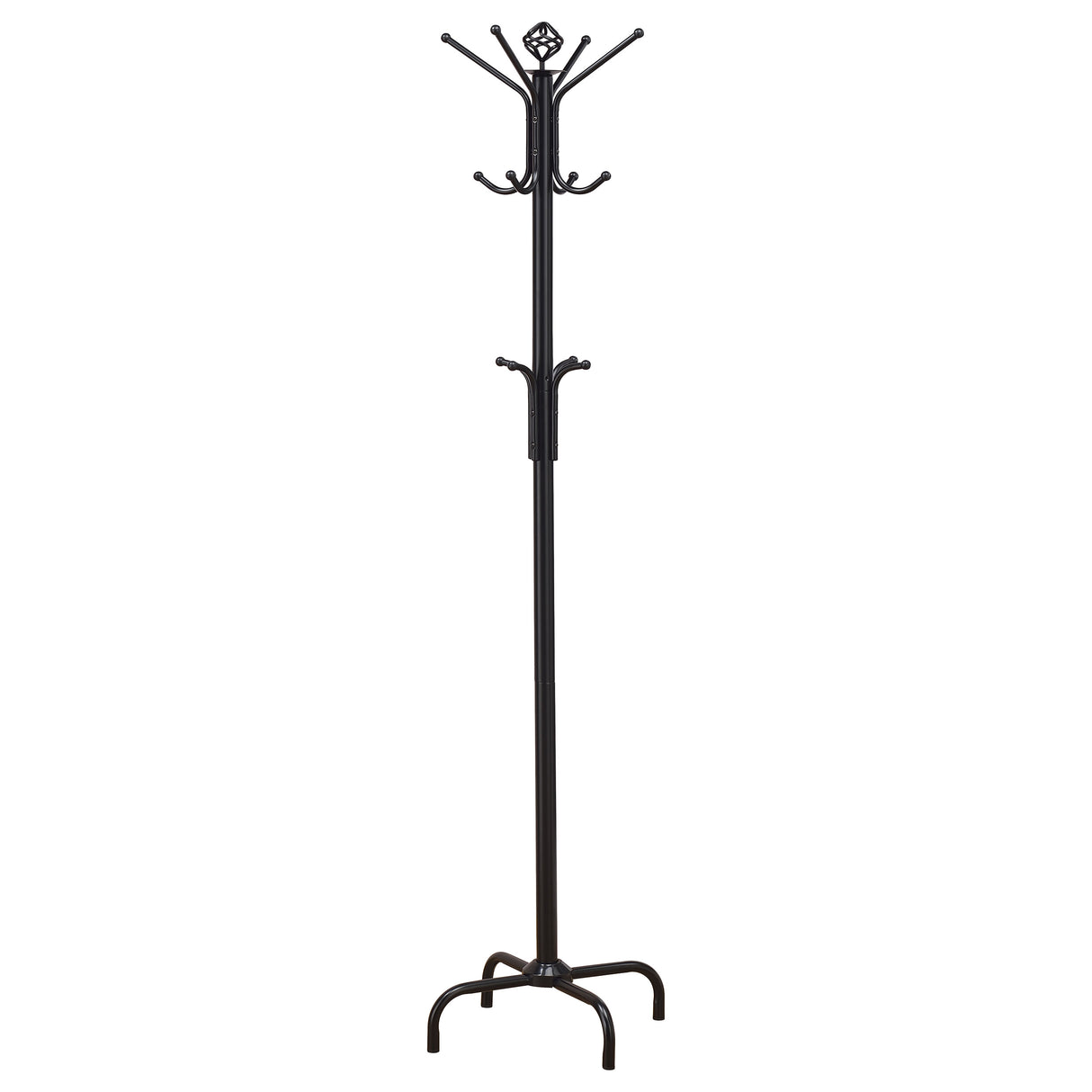 Collier 12 Hook Freestanding Coat Rack in Black Metal