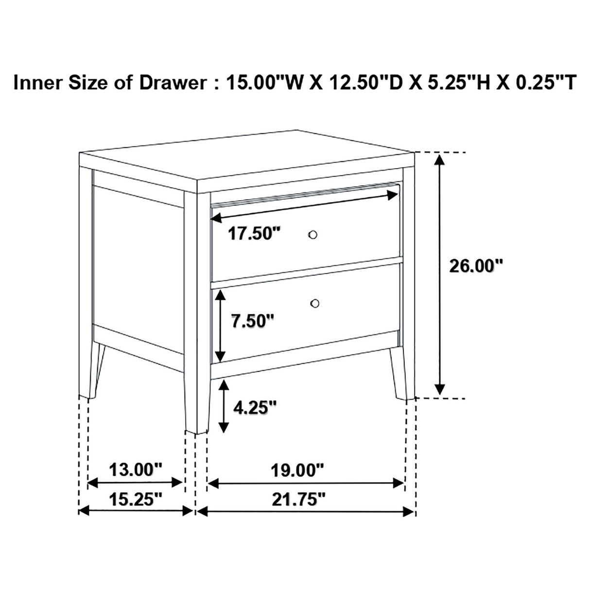 Carlton 2-Drawer Nightstand in Cappuccino