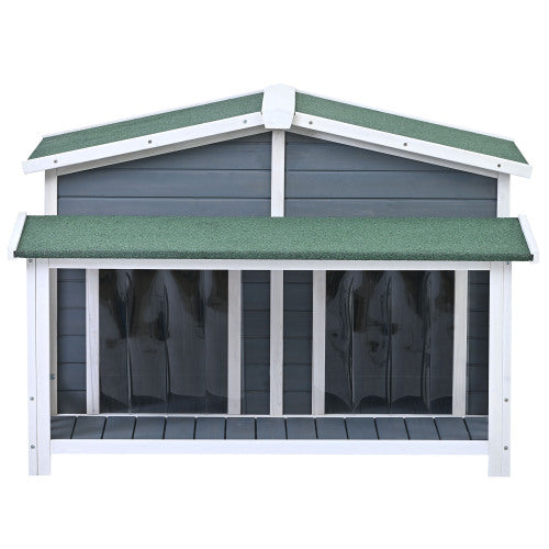 TimberPaws 47in Outdoor Wooden Dog House with Porch