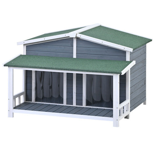 TimberPaws 47in Outdoor Wooden Dog House with Porch