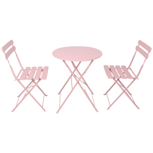 3 Pieces Patio Bistro Balcony Metal Chair Table Set