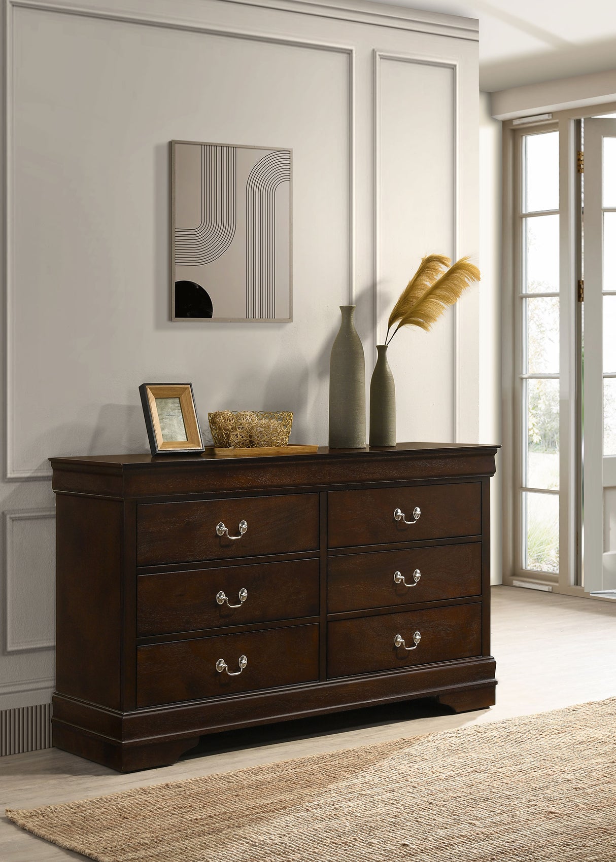 Louis Philippe 6-Drawer Dresser in Cappuccino