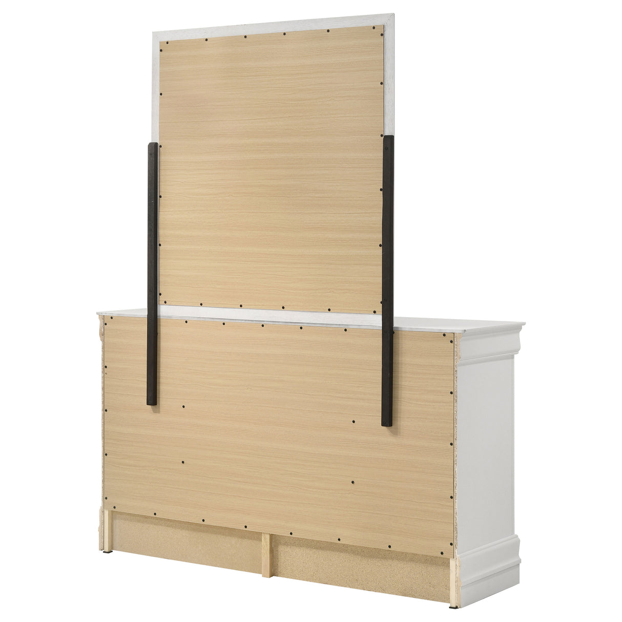 Louis Philippe 6-Drawer Dresser and Mirror - White