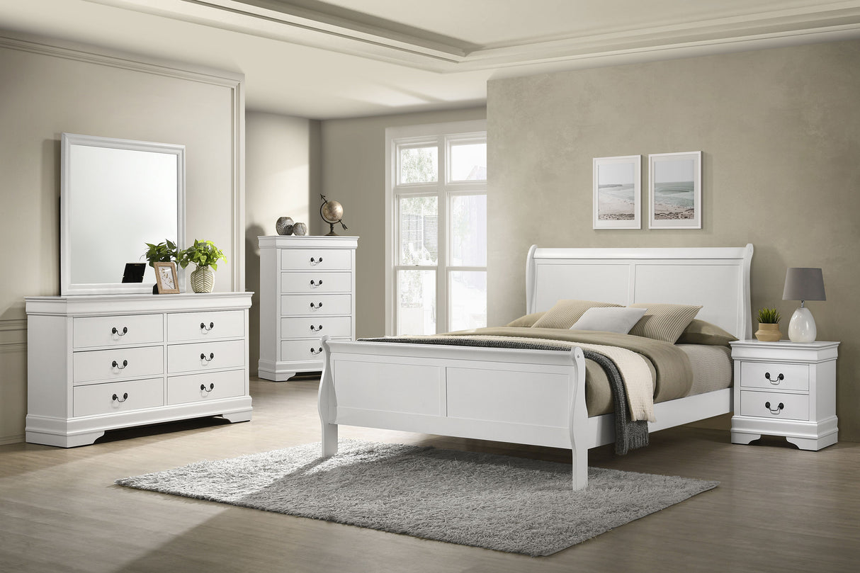 Louis Philippe 6-Drawer Dresser and Mirror - White