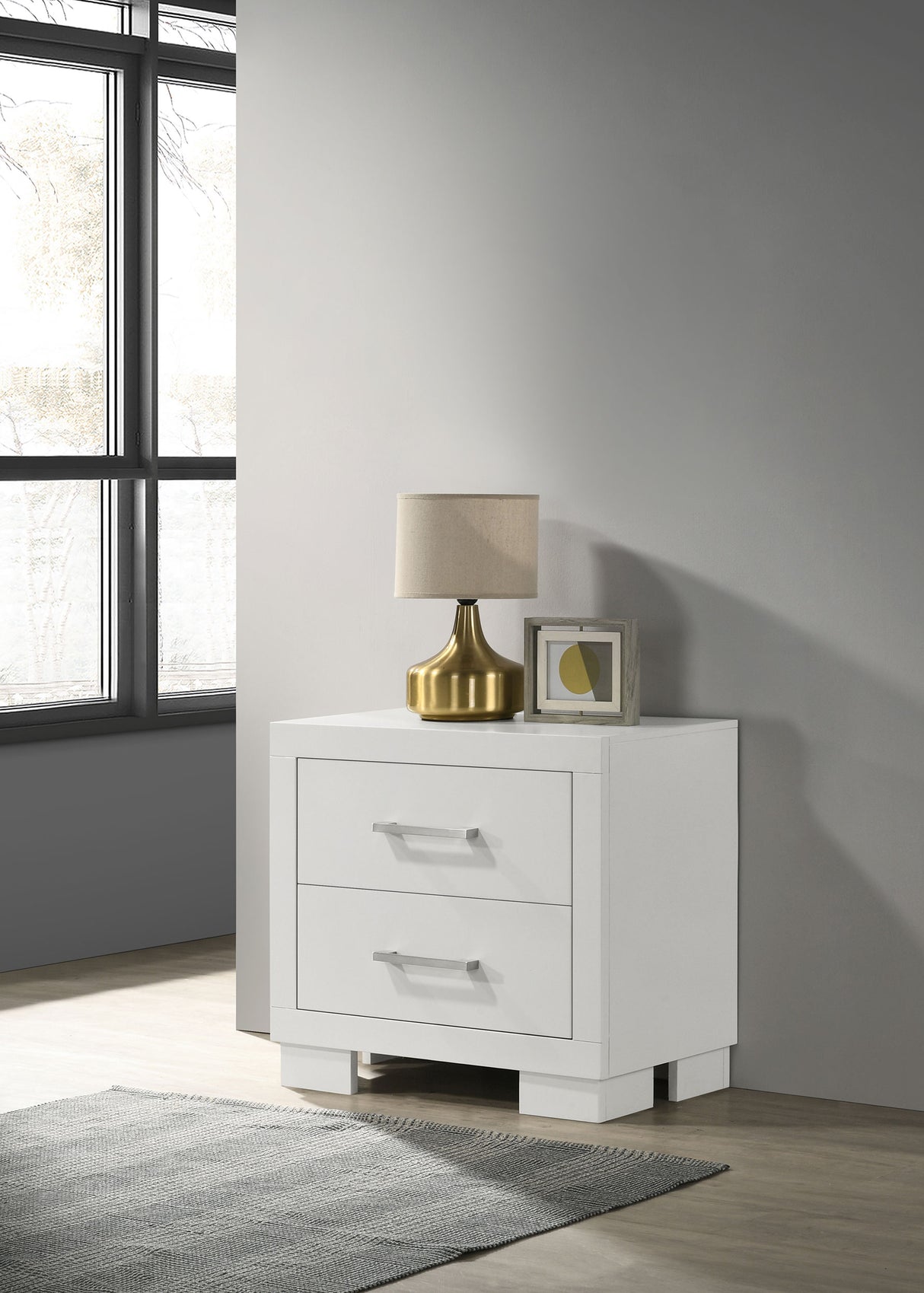 Jessica 2-Drawer Nightstand in Snow White