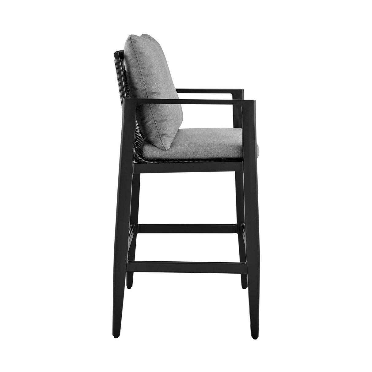 Cayman - Outdoor Patio Bar Stool In Aluminum With Gray Cushions