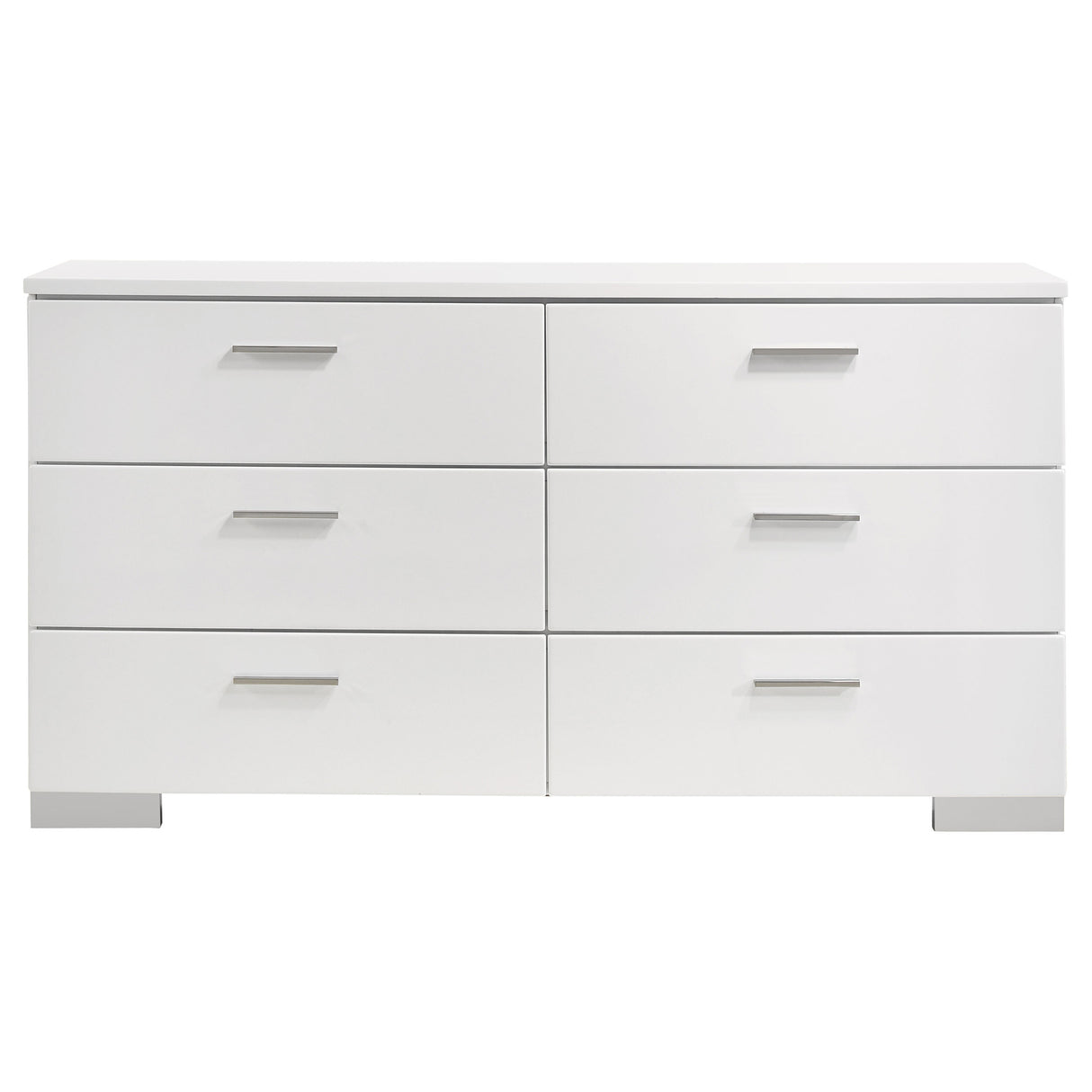 Felicity 6-Drawer Dresser White High Gloss