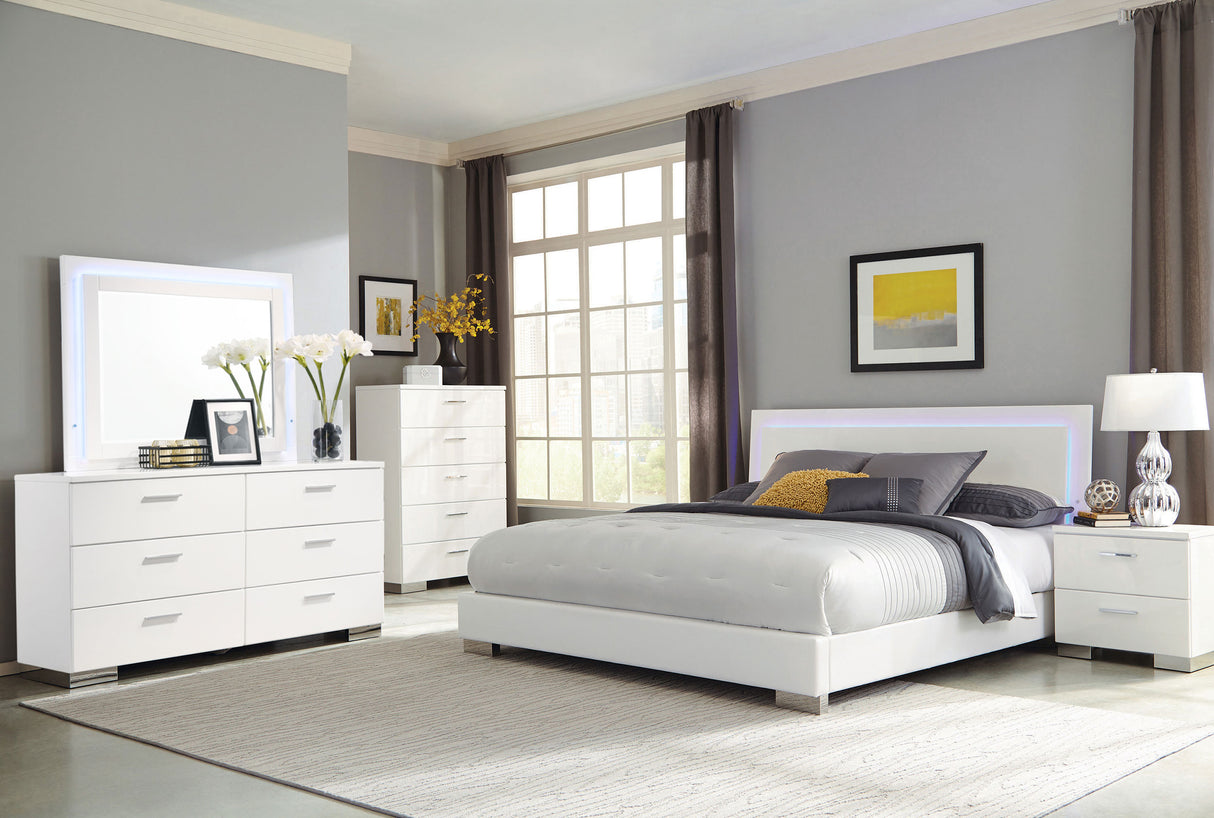 Felicity 6-Drawer Dresser White High Gloss