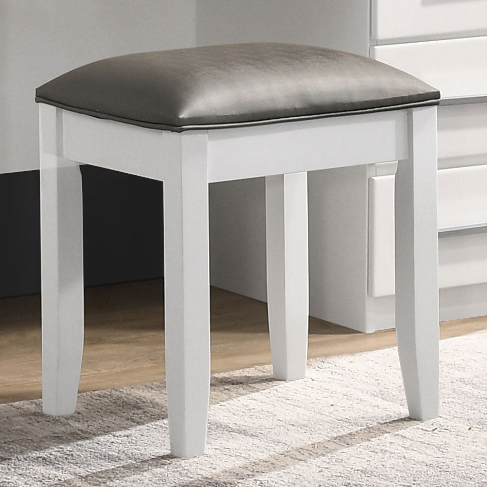 Felicity Upholstered Vanity Stool - White High Gloss