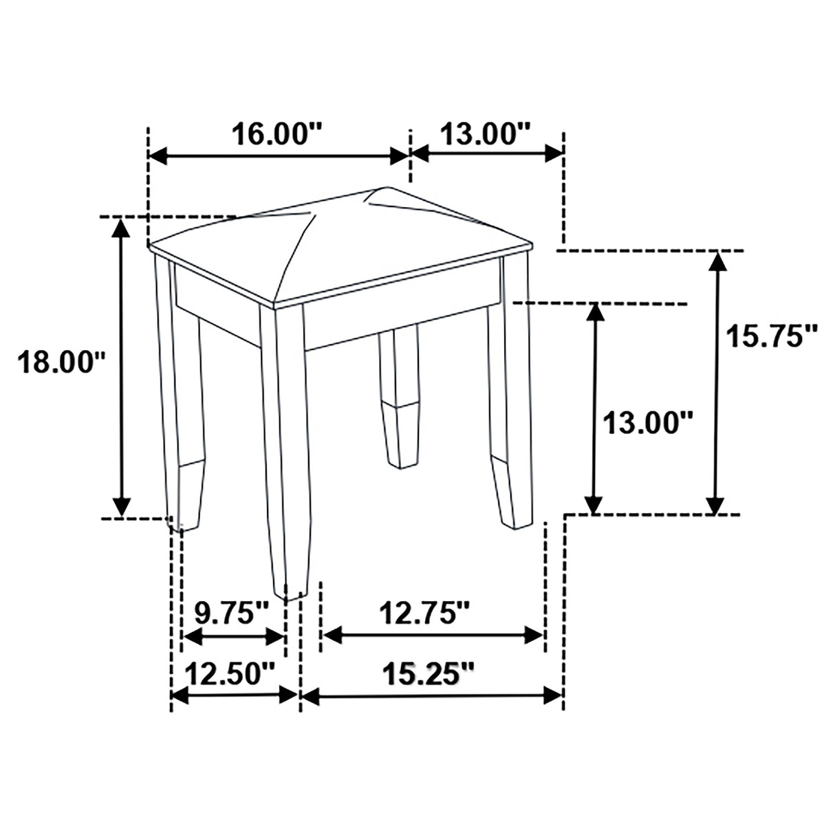 Felicity Upholstered Vanity Stool - White High Gloss