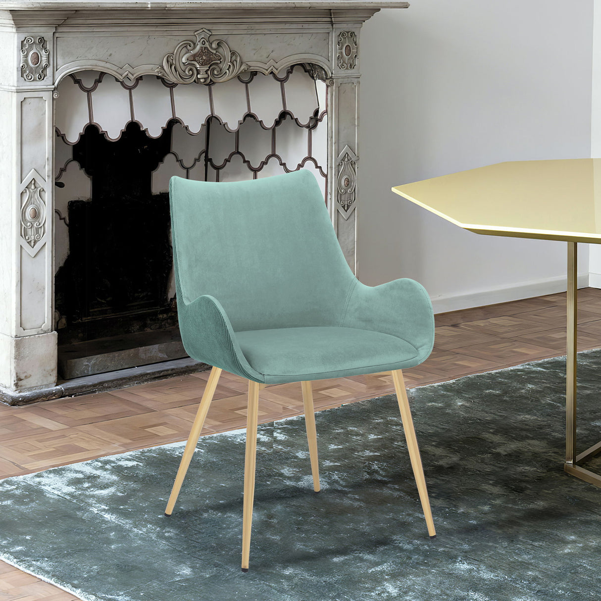 Avery - Dining Room Chair With Gold Legs - Teal