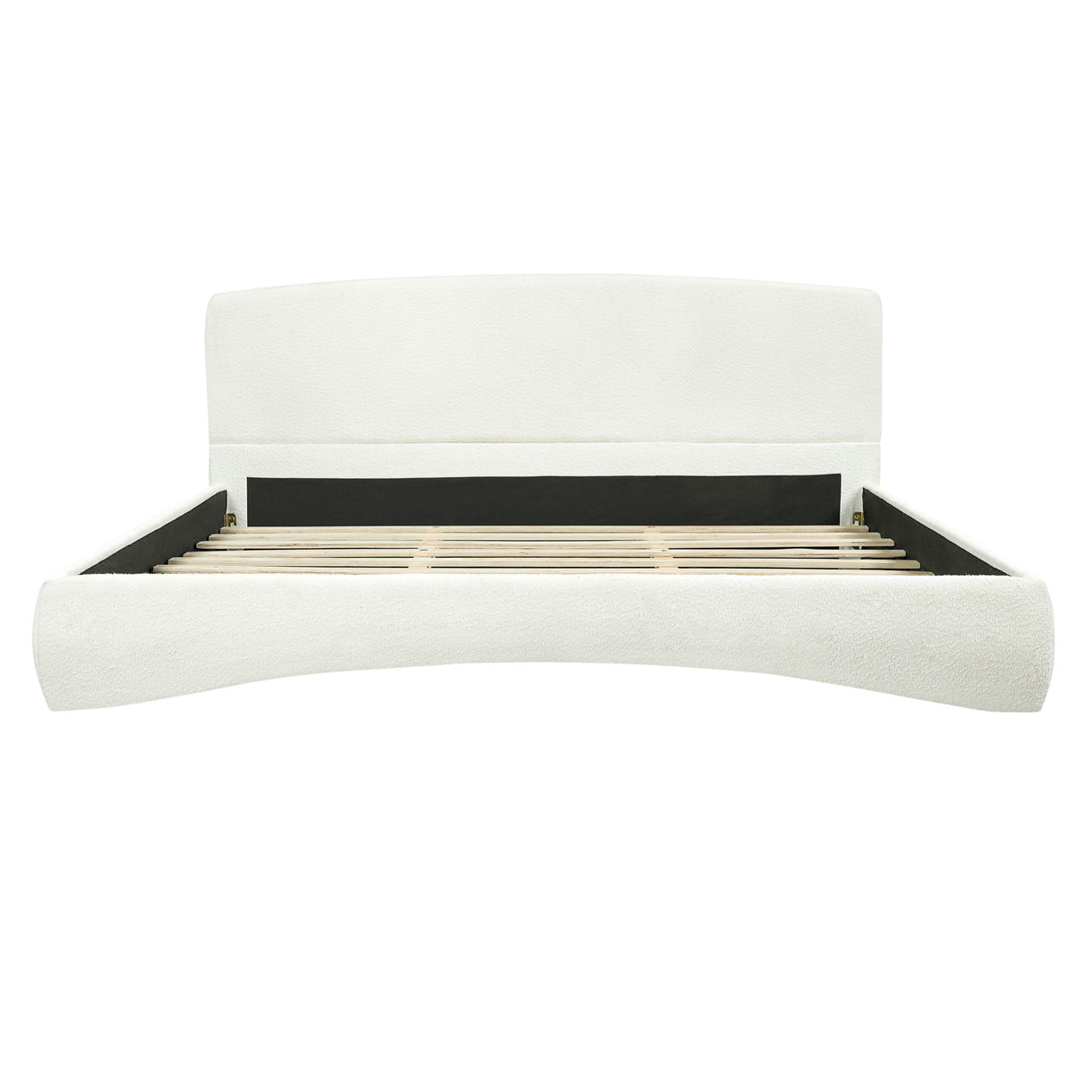 King Curved Upholstered Bed With Smart Ambient Lighting - Cream