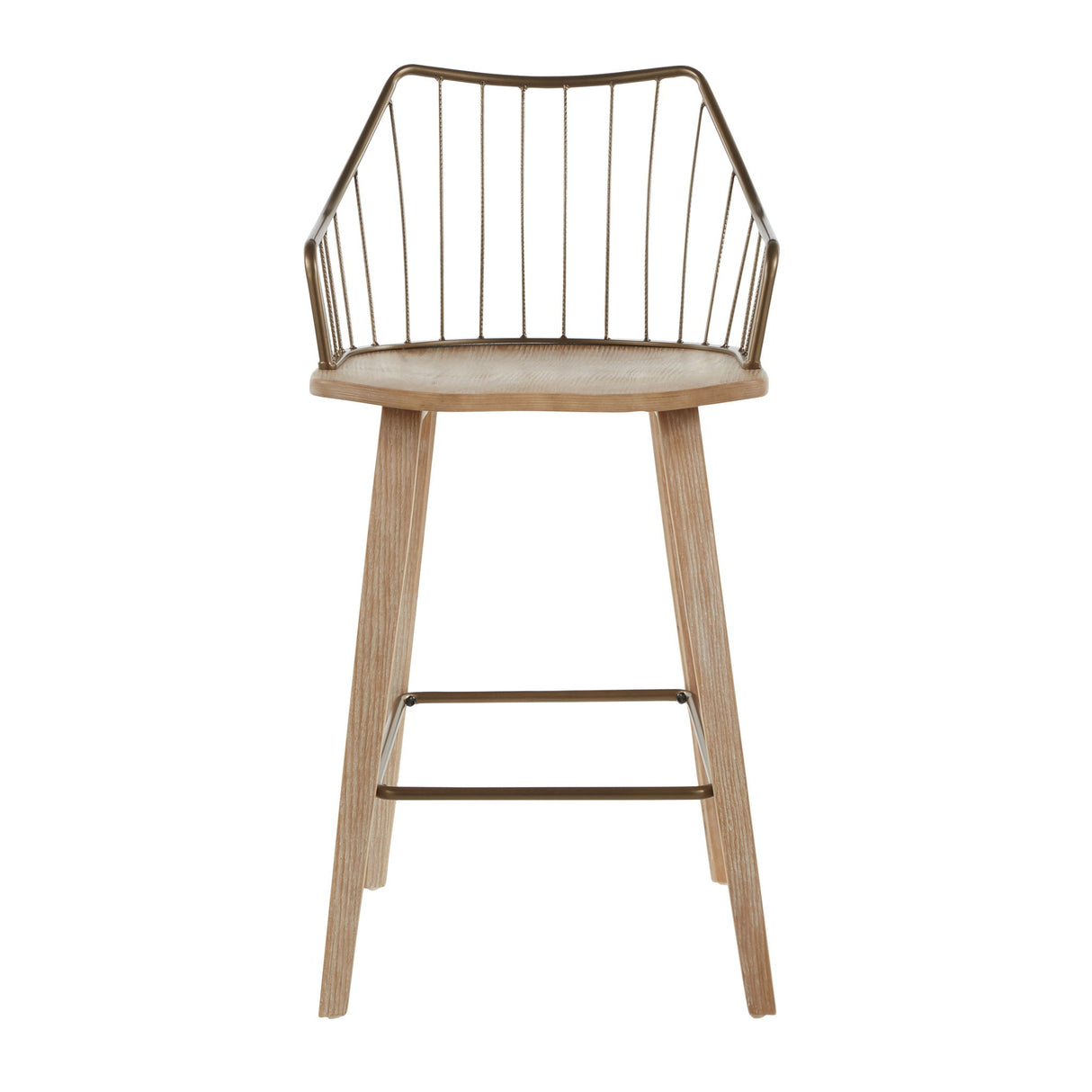 Winston - Farmhouse Counter Stool - White Washed / Antique Copper
