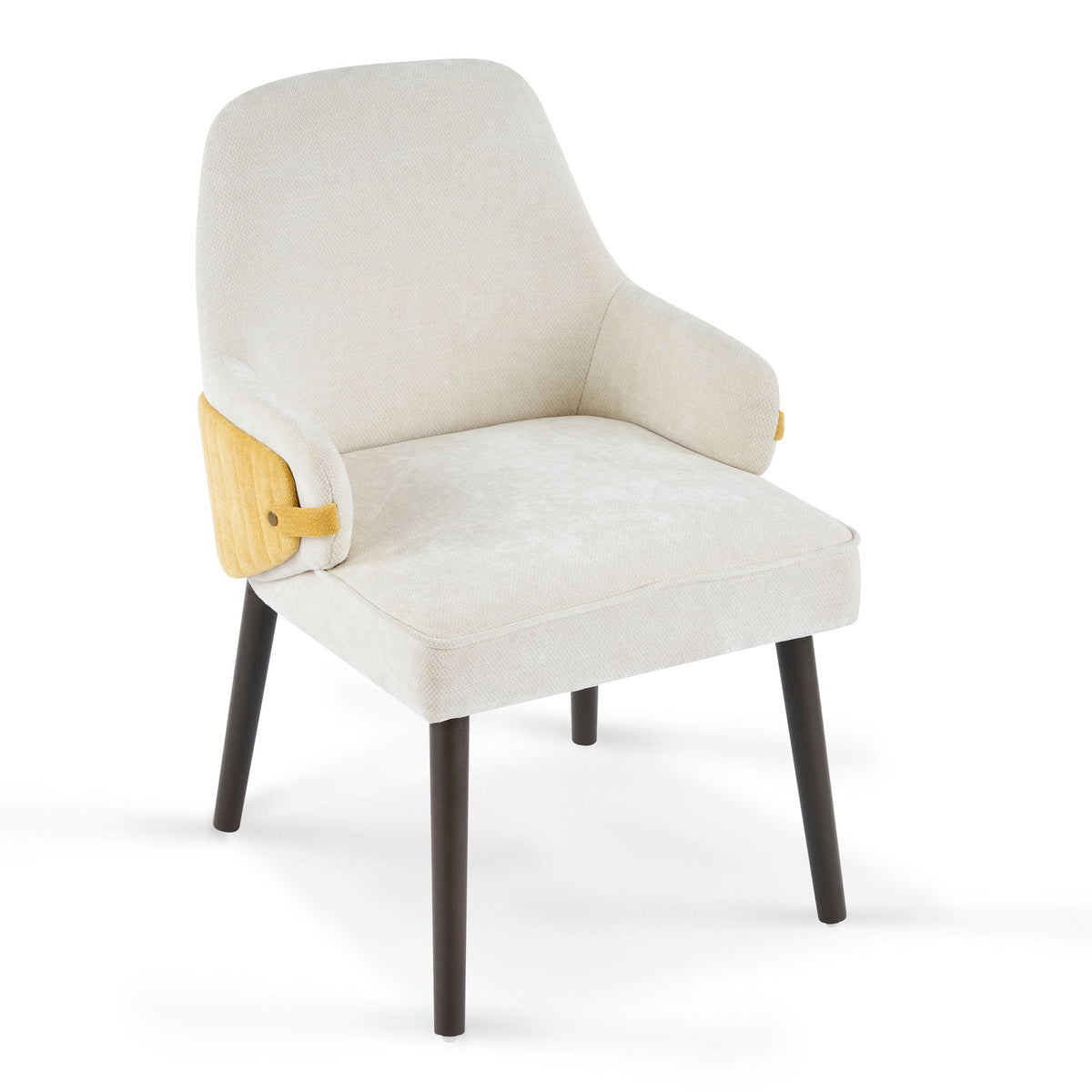 Indoor Dining Chair (Set of 2) With Sturdy Frame - Beige / Yellow