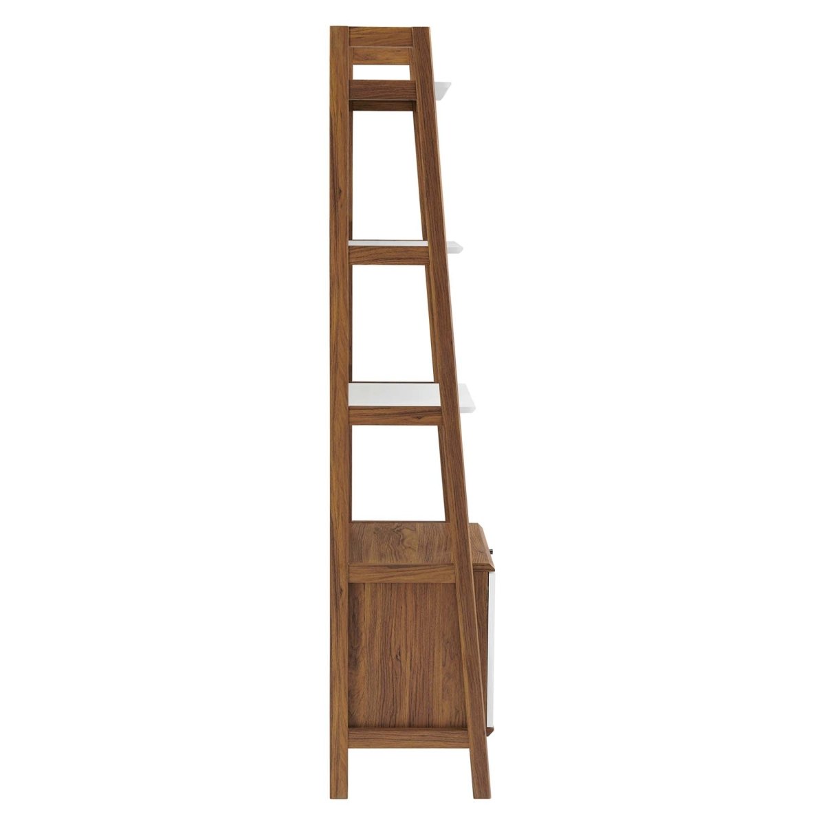 21" Slim Tiered Display Bookshelf with Concealed Storage in Walnut White - Bookcases available at Alpine Outlets in Denver