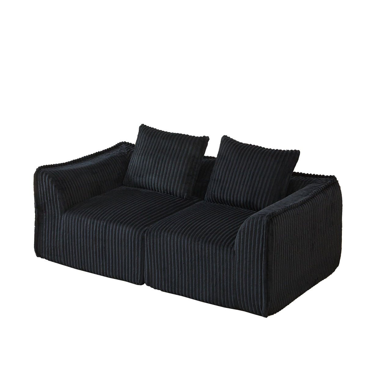 Minimalist Sofa With Curved Lines And Horn Shaped Throw Pillows