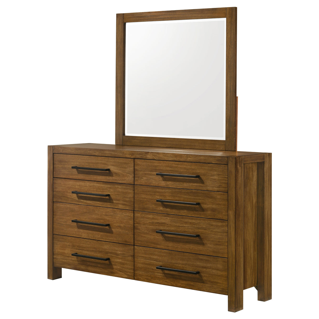 Adderley 8-Drawer Bedroom Dresser with Mirror - Warm Brown