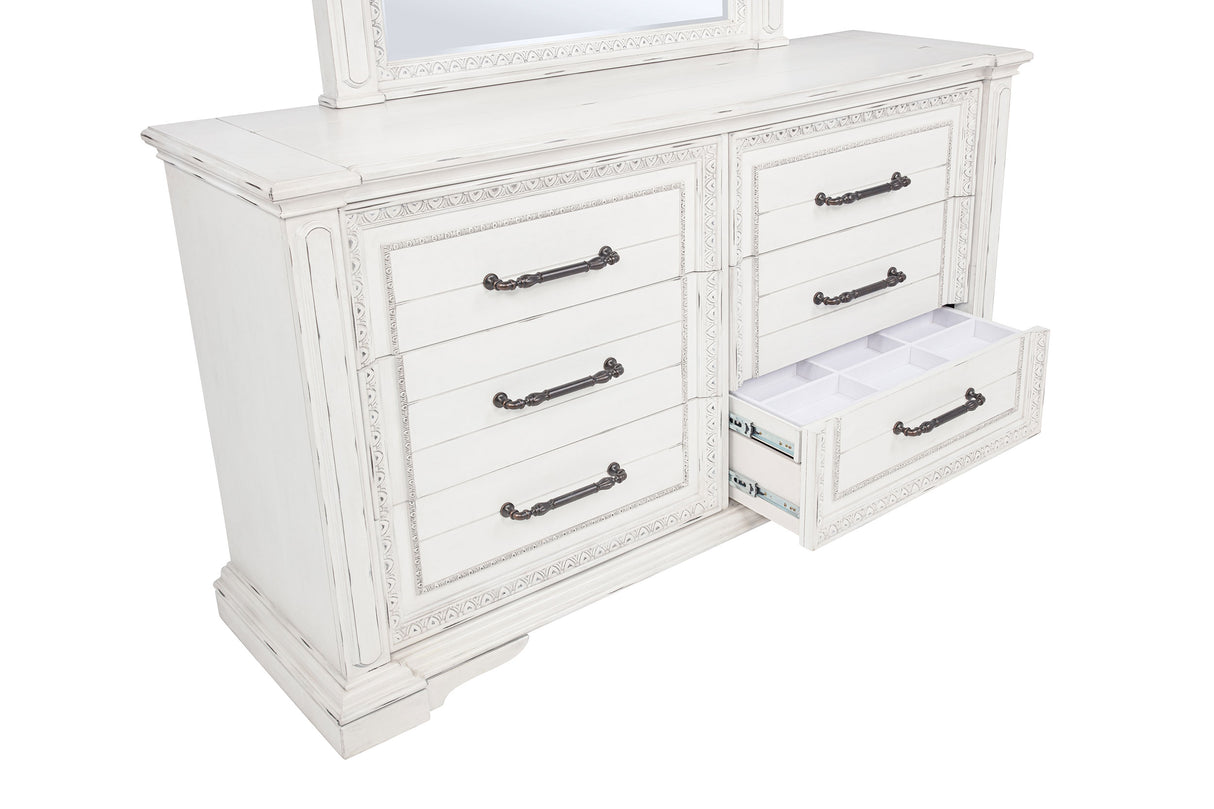 McKinney 6-Drawer Dresser with Mirror - Vintage White