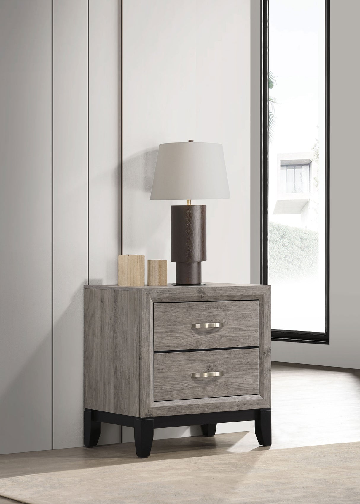 Watson 2-Drawer Nightstand Bedside Table Light Taupe