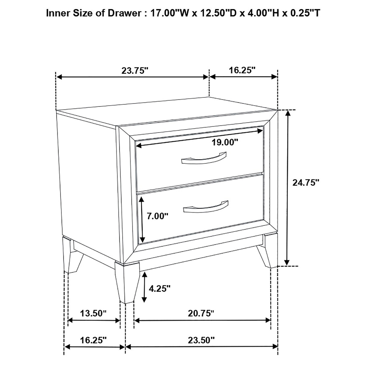 Watson 2-Drawer Nightstand Bedside Table Light Taupe