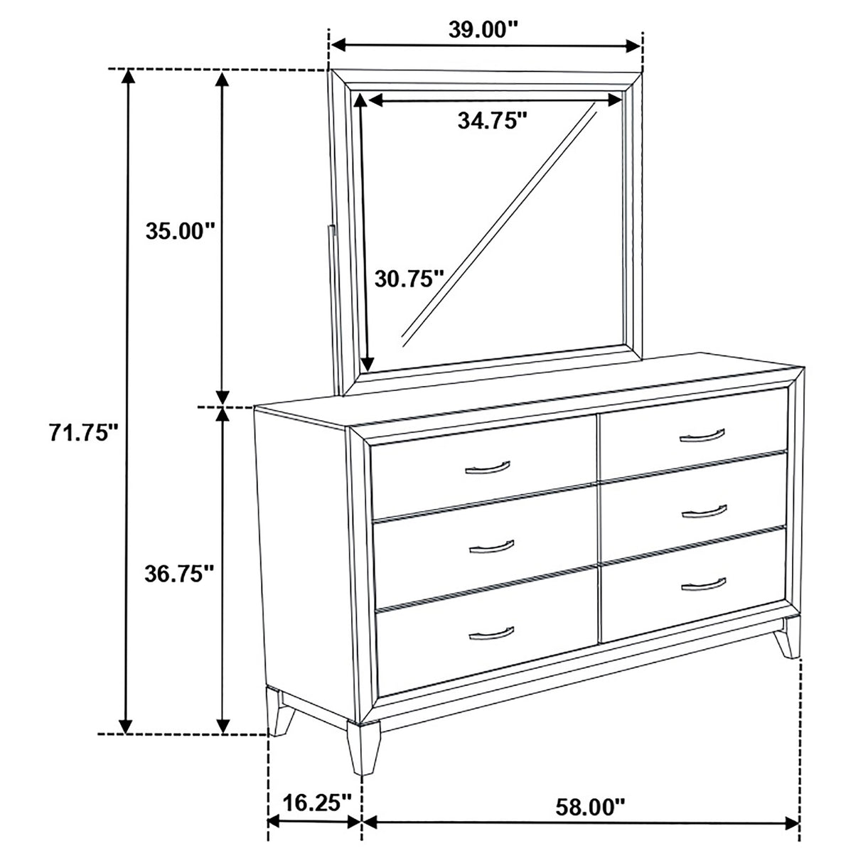 Watson 6-Drawer Dresser with Mirror - Light Taupe