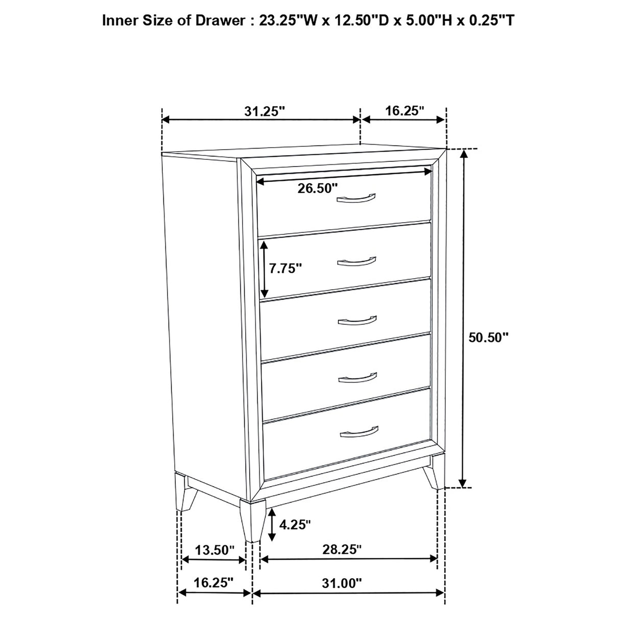 Watson 5-Drawer Chest of Drawers Light Taupe