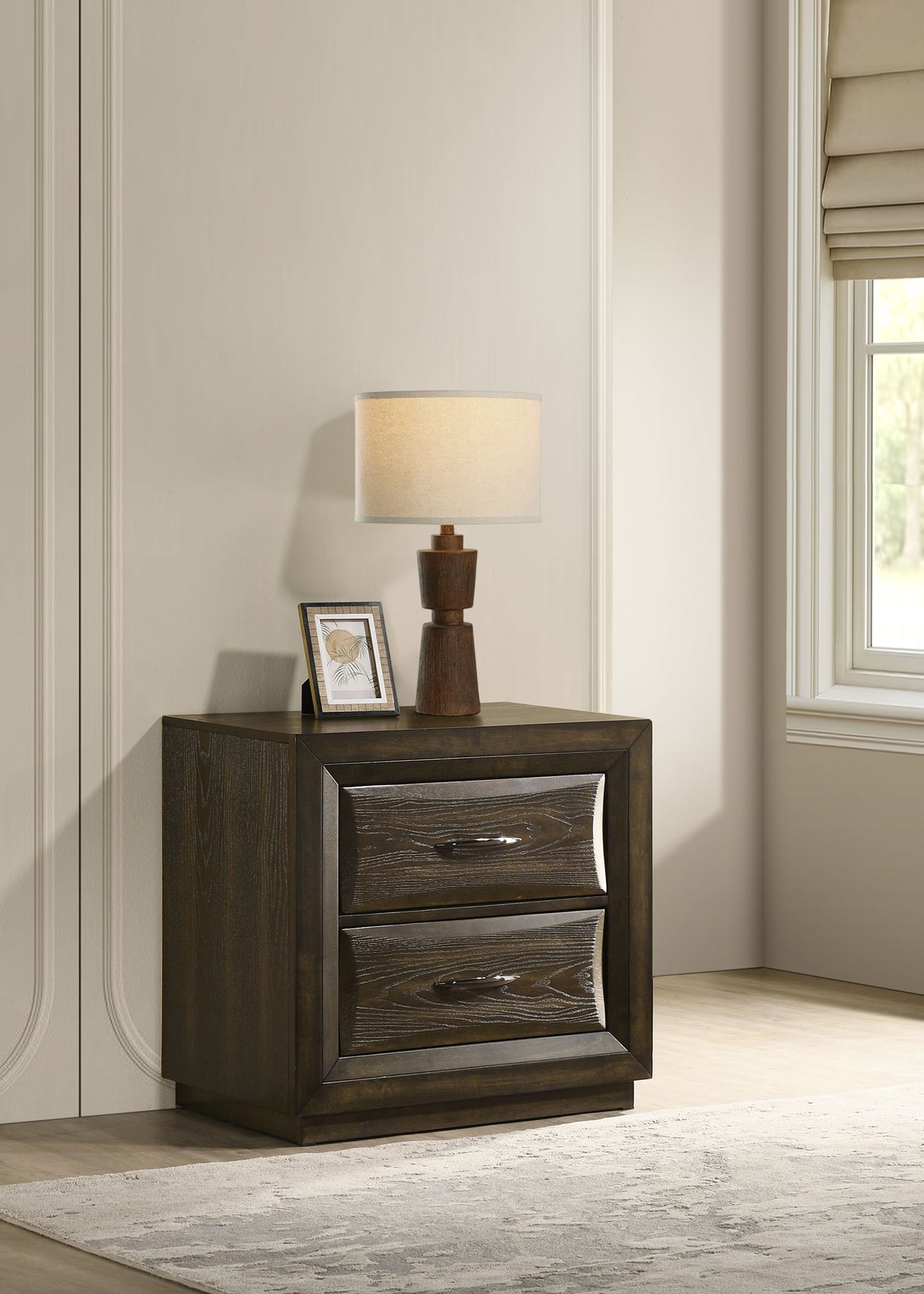 Atlas 2-Drawer Nightstand, Dark Oak