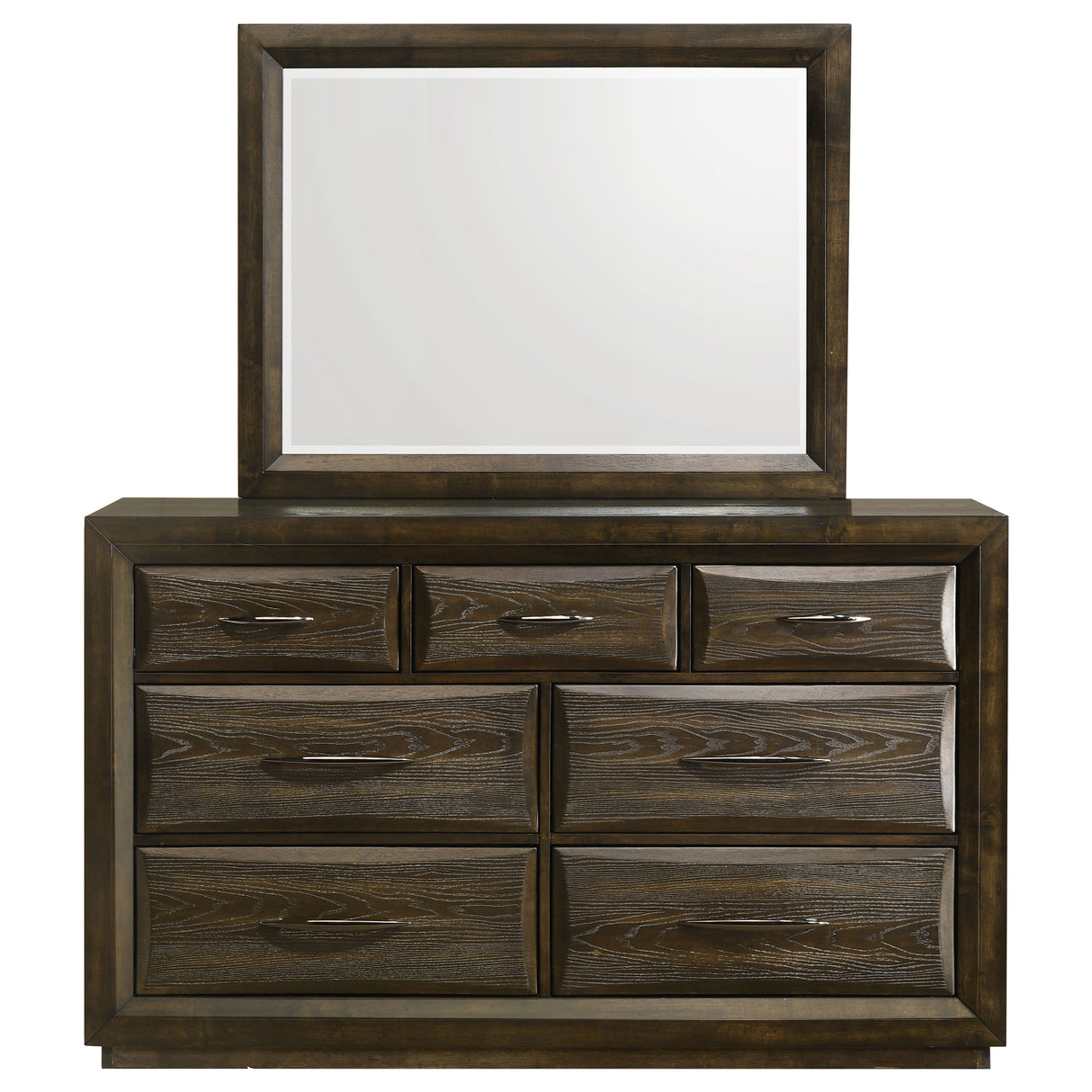 Atlas 7-Drawer Dresser and Mirror Set, Dark Oak