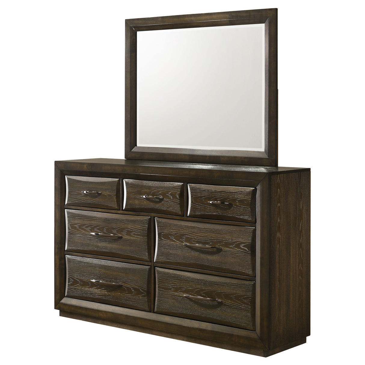 Atlas 7-Drawer Dresser and Mirror Set, Dark Oak
