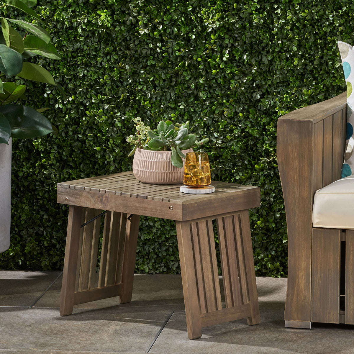 Temptation - Outdoor Foldable Side Table With Slat Design