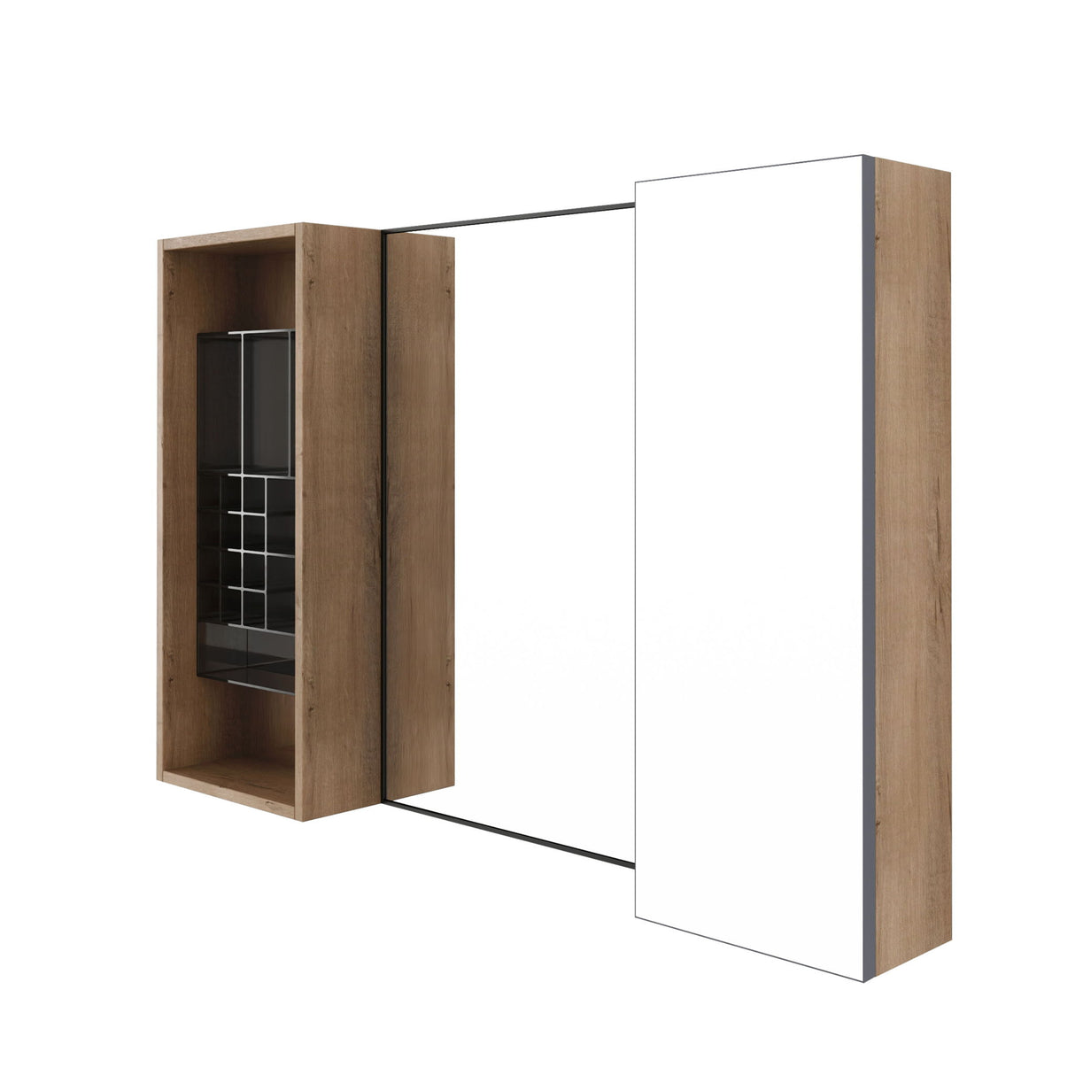 41.3" Wall Mounted Bathroom Cabinet With Adjustable Shelves Storage Unit - Imitative Oak
