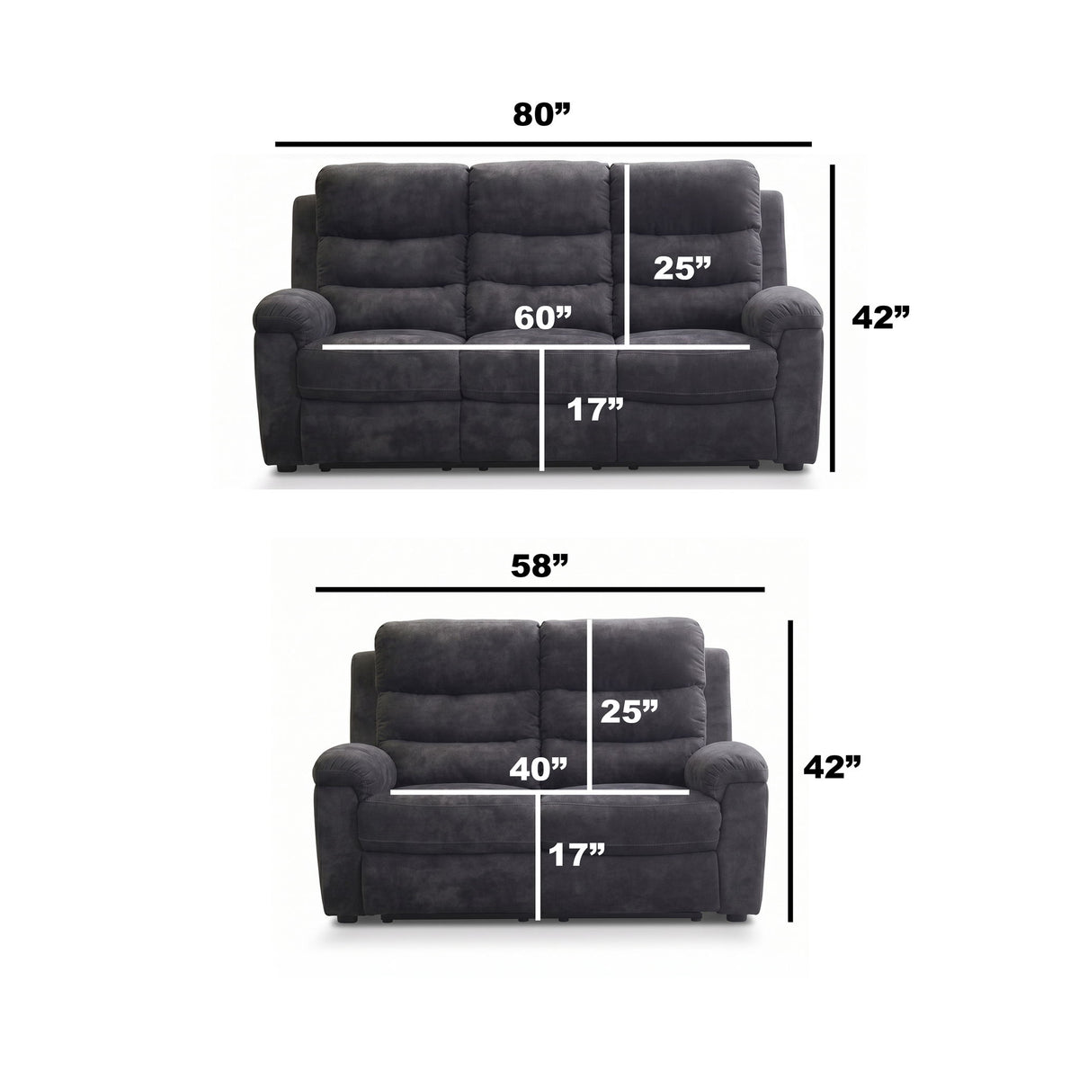 Manual Reclining Sofa Set