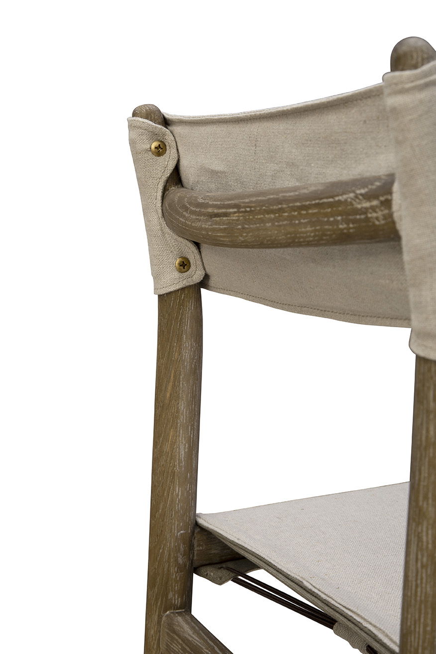 Prescott - Linen Counter Stool - Beige / Light Brown