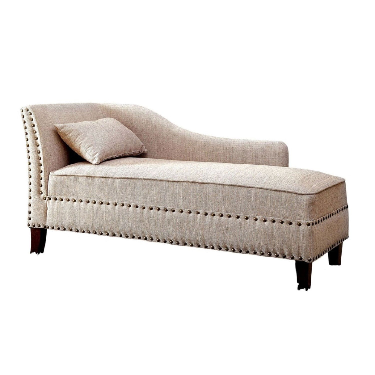 Chaise With Nailhead Trim And Plush Pillow